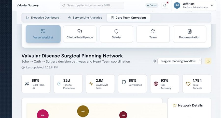 Valvular Surgery module dashboard